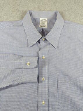 Brooks Brothers Shirt Men's 17-33 Blue Classic Long Sleeve Dress Button Up